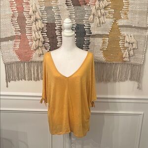 H&M Yellow Relaxed Short Sleeve Blouse